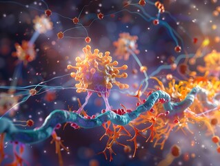 Poster - 3D Rendered Diagram Illustrating Insulin s Effects on Neurotransmitter Receptor Expression and