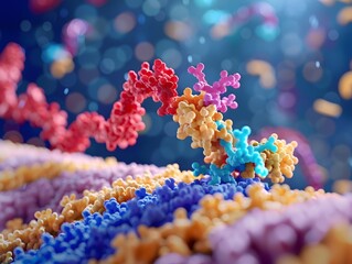 Poster - A Colorful 3D Rendered of Insulin Receptor Substrate Molecular Interaction and Signaling Pathways