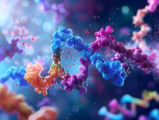 Poster - Colorful 3D Rendered of Molecular Interactions in Insulin Signaling Pathways
