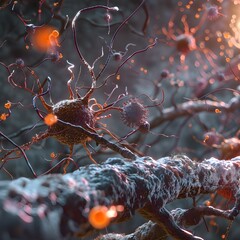 Poster - Vibrant 3D Showcasing the Neurological Effects of Insulin on Cellular Survival and