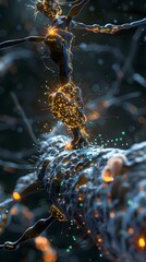 Poster - Detailed 3D Rendered Diagram Illustrating the Effects of Insulin on Synaptic Pruning and Dendritic