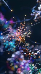 Poster - Colorful 3D Rendered Visualization of Insulin Action in the Prefrontal Cortex Regulating Executive