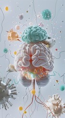 Poster - informative 3d rendered of hormone effects on brain function and cognition