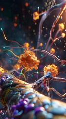 Poster - Dynamic Visualization of Insulin s Neuroprotective Pathways in Surreal Digital Landscape