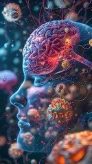 Poster - Futuristic Infographic Depicting Brain s Neurological Responses to Insulin and Hormones