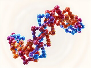 Poster - Detailed 3D rendering of the insulin molecule highlighting its primary and secondary structure