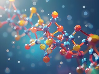 Poster - Detailed 3D Rendering of the Insulin Molecule Highlighting its Intricate Structure
