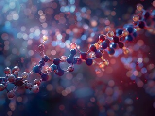 Poster - detailed 3d rendering of insulin molecule highlighting primary and secondary structure