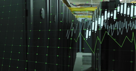 Poster - Image of multiple graphs with changing numbers over data server room