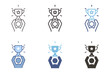 © Pedro - Winner person holding a trophy cup icon. Vector graphic elements for success, award, victory, achievement