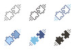 Puzzle pieces connecting icon. Solution, problem solving vector graphic elements