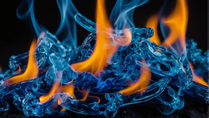 Wall Mural - Wallpaper image of burning blue flames 20