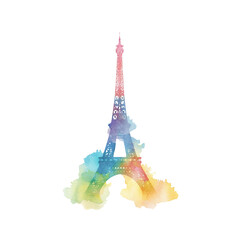 abstract shilouette of eiffel vector illustration in watercolor style
