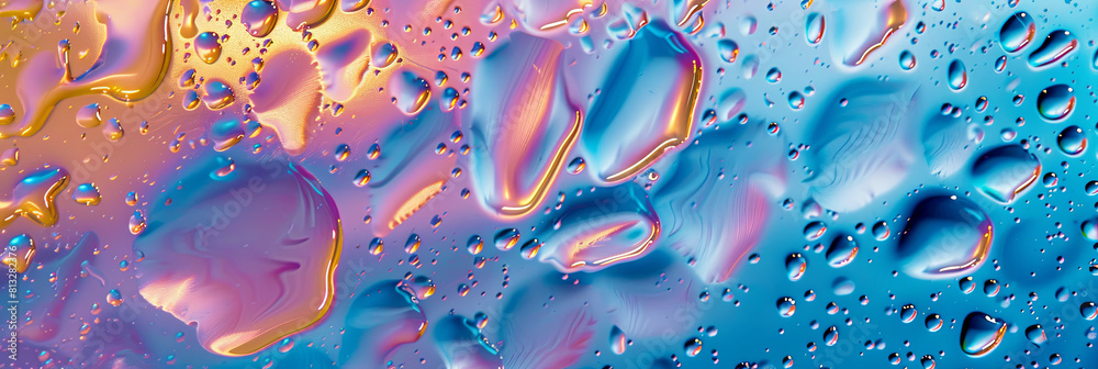 abstract background with water drops and colored liquid in the style of ...