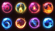 The Set of Magic energy ball icon with glow effect isolation, Illustration