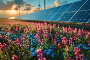 green plant blue nature sunlight field sky solar panel renewable environment energy power electricity