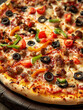 © oneli - Photo of a slice of pizza , tasty pizza with mushrooms and tomatoes , toppings