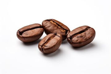 Wall Mural - Four coffee beans on isolated white Background