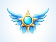 © keystoker - A 3D style imitation cartoon icon of a blue badge with blue wings and a blue star on a white background