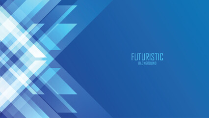 Poster - Abstract blue background with geometric shapes. Light futuristic background use for banner, cover poster, wallpaper, design with space fot text.