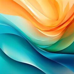 Wall Mural - abstract blue wave with orange color background 