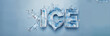 © sizsus - wide banner of water liquid h2o or ice text work in pure transparent flowing ripples and splashes, pure drinking water or ice frost cold aqua as poster effect design