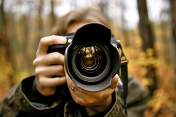 Wall Mural - professional photo of a person with a camera