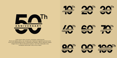 Wall Mural - anniversary vector set design with black color for celebration day