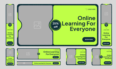 Wall Mural - Online learning offer banner design for social media post, Trendy learning web set banner design, fully editable vector eps 10 file format