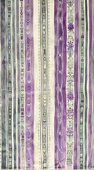 Wall Mural - A close-up view of a fabric with alternating purple and white stripes in a Boho pattern, background