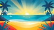 Sunset on the beach, Beautiful summer scenery multicolor background