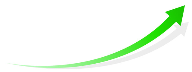 Aufkleber - Long curve green arrow business financial goal target design template. Investment economy market value growth increase concept.	
