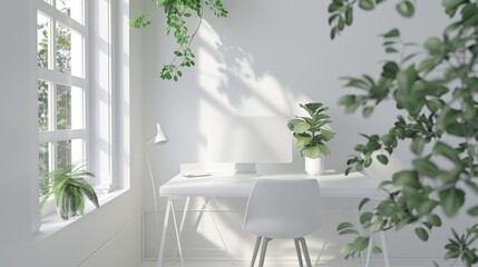 Wall Mural - Minimalist white office interior