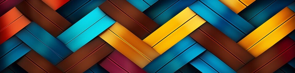 Wall Mural - A colorful art deco geometric background with a zig zag pattern in vibrant hues creating a dynamic and visually striking backdrop, banner