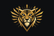 black-golden-aura-logo-golden-roaring-tiger-face vector 