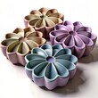 3D Render of flower-shaped cake molds, on isolated white background, Generative AI