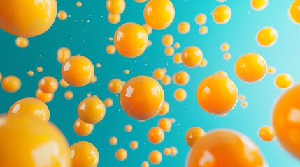 Wall Mural - Trendy festive background with yellow spheres colorful minimal backdrop