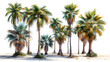 palm trees on the beach,
A set of coconut palm images cut out on a transp 