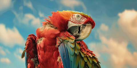 Sticker - a macaw parrot with feathers, generative AI