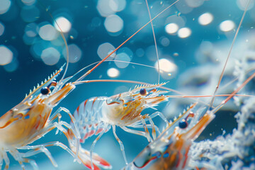 Wall Mural - Fresh shrimp seafood isolated on white background