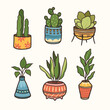 Set of Houseplants isolated design, plants in pots design and vector illustration