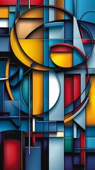 Poster - An innovative digital backdrop features fluid geometric shapes and vibrant colors in a contemporary layout