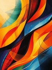 Poster - Creative and dynamic abstract background with asymmetrical layout, featuring colorful distorted shapes for a modern and vibrant look