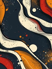 Poster - Vibrant distorted shapes create a modern, dynamic abstract background with asymmetrical layout for a creative look