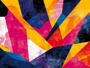 Poster - Trendy digital art showcases asymmetrical shapes in vibrant colors, perfect for contemporary abstract designs