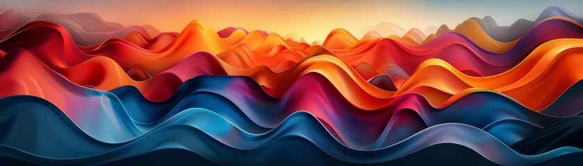 Poster - Elegant abstract background with asymmetrical and minimalist curves, soft gradients and vibrant hues for a sophisticated design