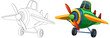 Vector illustration of a colorful cartoon airplane