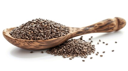 Wall Mural - Chia seeds isolated on white background with full depth of field  