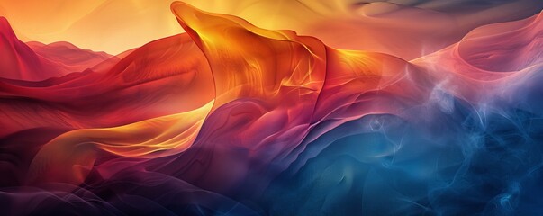 Poster - Create inventive designs with modern digital art, featuring asymmetrical layout, fluid waves, soft elegance, and colorful gradient