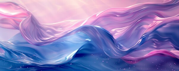 Poster - modern and trendy digital art with asymmetrical layout and fluid waves, featuring soft elegance and 